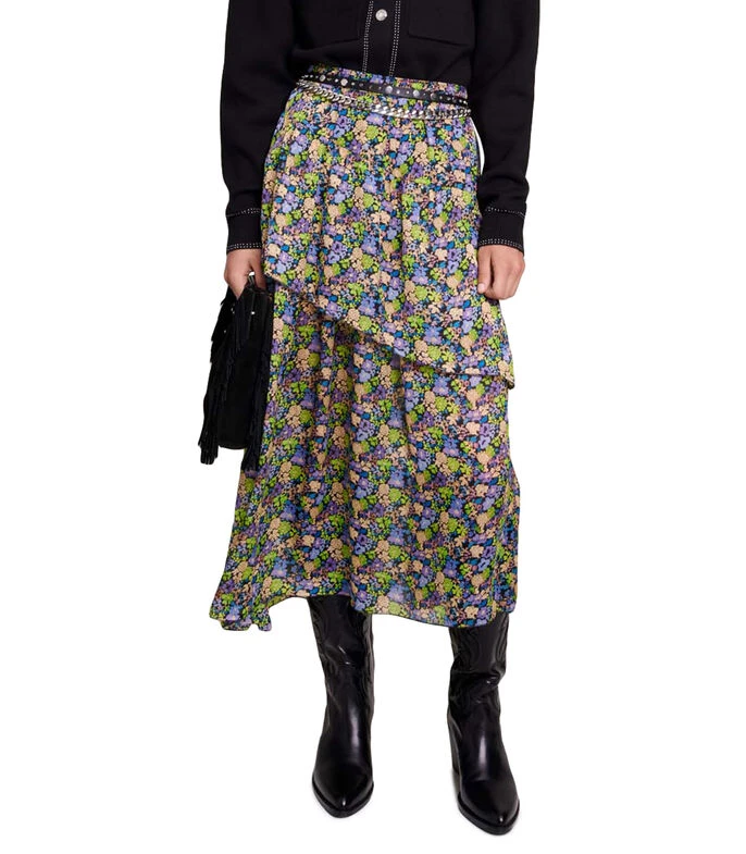 Maje Falda Larga De Corte A Floral Mujer 1 Maje Falda Larga De Corte A Floral Mujer