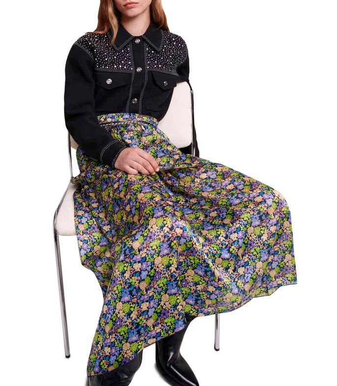 Maje Falda Larga De Corte A Floral Mujer 3 Maje Falda Larga De Corte A Floral Mujer - Imagen 3